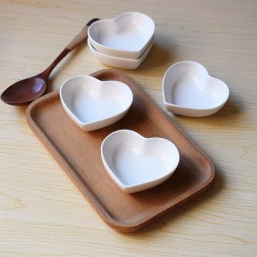 Creative 4PCS Cute Heart Small Saucer Shape Mini Plate Ceramics Cartoon Dish Snack Plate Salad Dinner Tray WF