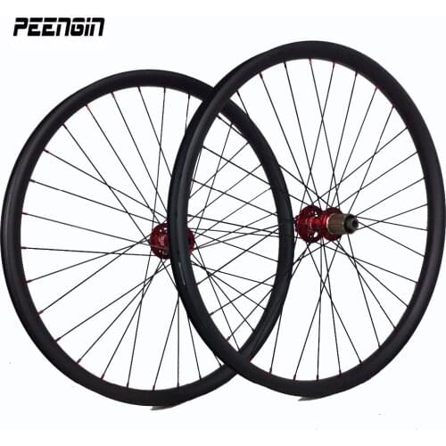 Buy carbon mtb wheelset free get quick release/thru axle+pad+extender valve 27.5 wheels mountain bike 35x30 Novatec powerway hub