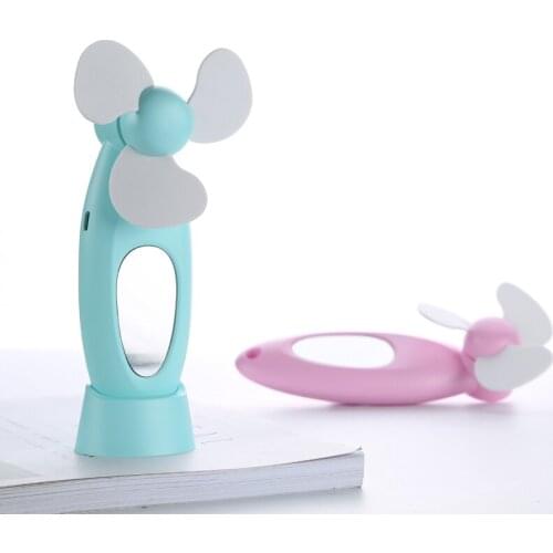 LED mirror handheld mini fan lighting Led screen novel simple useful compact fan Handheld Desktop purpose makeup mirror Fan lamp