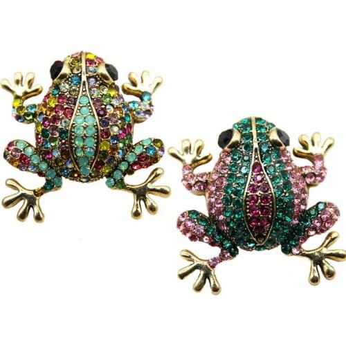 Fashion color diamond frog brooch badge alloy rhinestone animal corsage brooch coat hat bag clothing accessories pin jewelry