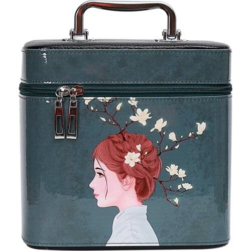 Fashion Makeup Organizer Girls Cosmetic Storage Box Portable Travel Leather Cosmetic Case Make Up Box Jewelry Gift Storage Box