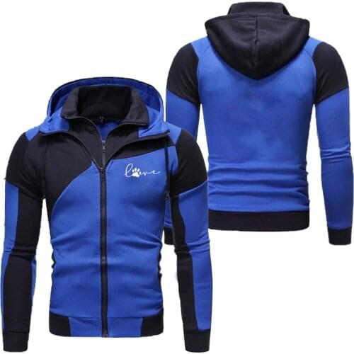 Mens Hoodie with Hood Sweatshirts Jackets Men Fleece Streetwear Warm Tracksuit Men Print Patchwork Coats Sweatshirt Men Clothes