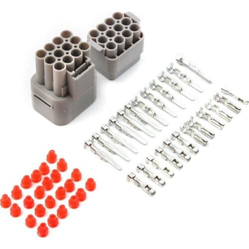 1Set 12 Pin Way Sealed Electrical Wire Connector Plug Set Male/Female Waterproof 2.2mm to 2.5mm Dupont Terminal Kit for Car Auto