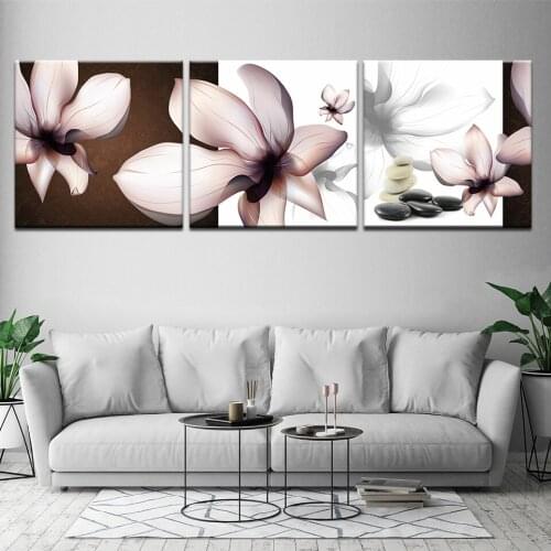 Framed painting wall art canvas framed Transparent flowers 3 panel Poster Painting Picture for Living Room Home Decor