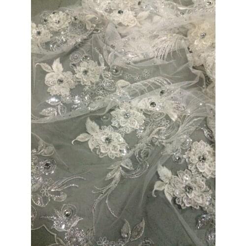 Nigerian Tulle Lace Fabrics fashion L-92866 Embroidered Mesh Lace Fabric with sequins