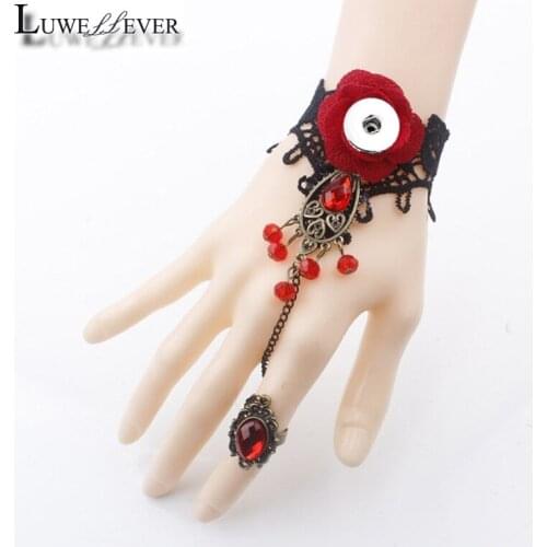 New Fashion Lace Woven Bracelet 217 Interchangeable Flower 12mm 18mm Snap Button Bangle Charm Jewelry For Women Girl Gift
