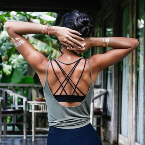 Solid Fitness Women Breathable Yoga Top Gym Workout Tank Top Sexy Backless Sport T Shirt Women Running Shirt Sport Crop Top