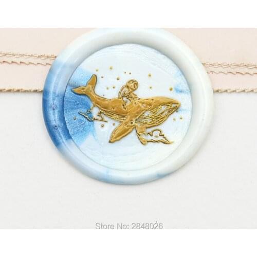 Whale Seal Stamp,marine seal stamp,animals Seal Stamp Kit,invitation seals,gift packing Moon night seal