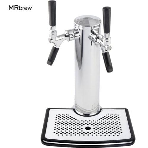 Beer Tower With Drip Tray,Double Taps Beer Dispenser For Bar Homebrew,Beer Soda Water Wine Faucet Dispensing Tools