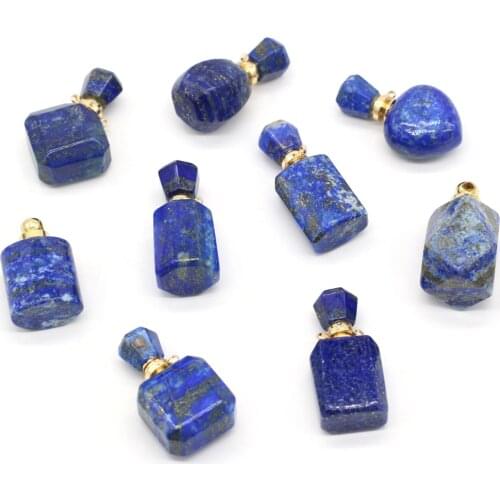 Natural Stone Pendants Multi Style Lapis Lazuli Stone Perfume Bottle Pendants Bottle Charms for Jewelry Making Necklace Bracelet