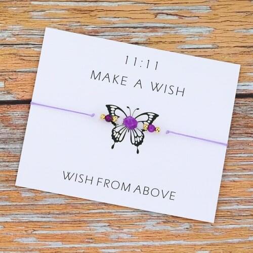 A WISH FROM ABOVE 11:11 Wish Bracelet Make A Wish Purple Crystal Charm Healing Bracelet for Women Men Friendship Love Gift