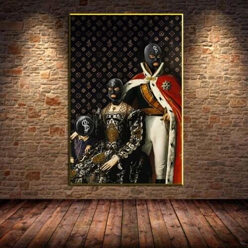Luxury Painting Masked Crown Man Money Retro Prints Canvas Print Decorate Posters Palace Family Wall Living Room Decor Paintings