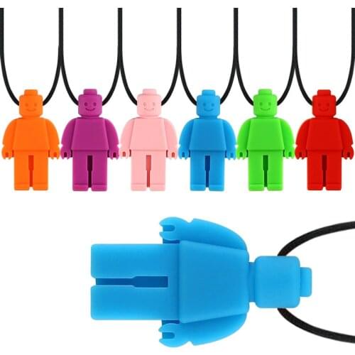 Silicone Robot Dental Glue Children with Autism Silicone Dental Glue Sensory Chewing Pendant Necklace Molar Stick