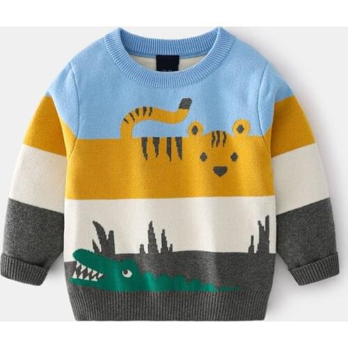 Cartoon Animals Sweaters for Boys Spring Autumn Knit Sweater Kids Children Toddler Long Sleeve Warm Tops