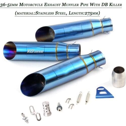 Universal 38-51 mm Head Stainless Steel Vent Muffler Pipe With Removable DB Killer Motorcycle Dirt Bike Exhaust Silencer System