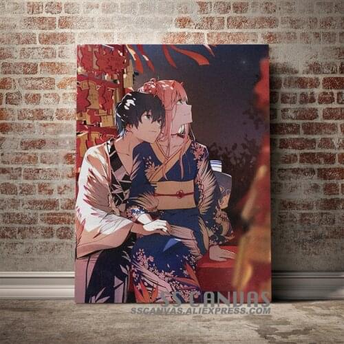 Zero Two and Hiro Darling in the FranXX Anime Canvas Painting Decor Wall Art Pictures Bedroom Home Decoration Prints Poster