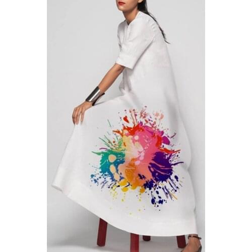 Women Vintage Floral Print Long Dress 2021 Spring Casual Round Neck Party Dress Elegant Long Sleeve Loose Maxi Dresses Vestidos