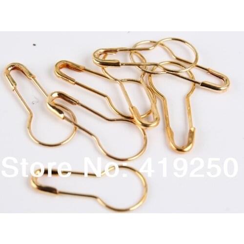 1000 pcs Pear Shaped golden copper metal safety pins brass safety pins length (20mm)