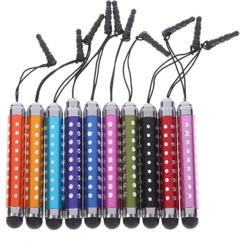5pcs Retractable Three-tier With Rhinestone Capacitive Touch Screen Stylus Pen With Dust Plug For Ipad Smartphone