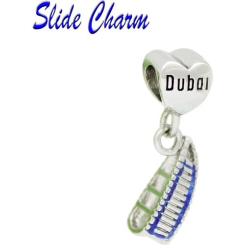 Straight hole fashion DIY charm European and American style Dubai sailing building pendant beads Fit Pandora Bracelet Necklace