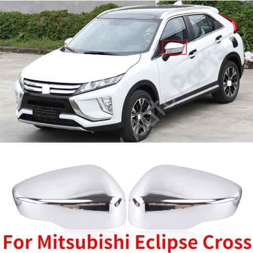 CAPQX 2PCS For Mitsubishi Eclipse Cross Chrome Rearview Mirror Trim Cover Side Mirror Housing Rear view Mirror Garnish Lid Shell