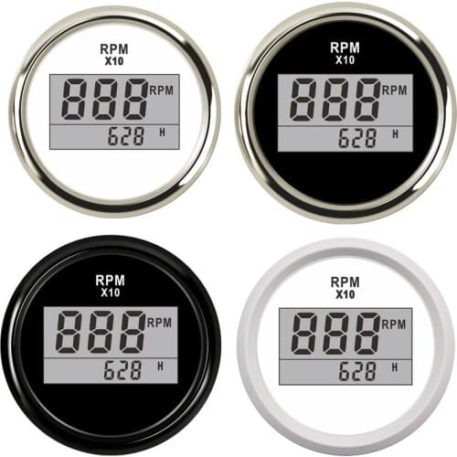 52mm Digital Tachometer For Auto Truck Marine Boat RPM Hourmeter Sensor For Car Motorcycle Hour Meter Gauge Red Backlight 9-32V