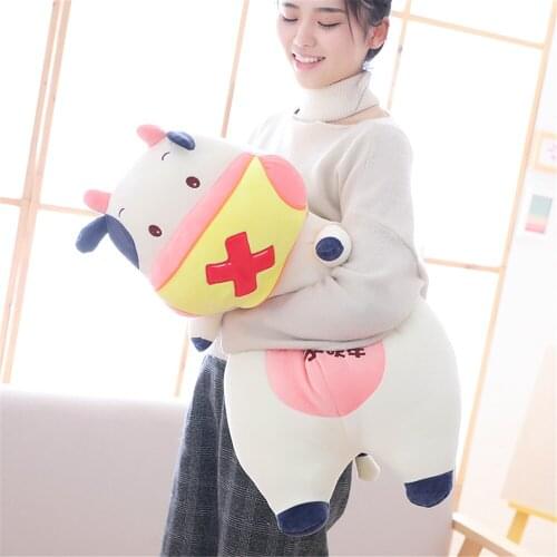 Fancytrader Big Pop Anime Milk Cow Plush Toy Soft Huge Stuffed Animals Dairy Cattle Pillow Doll Cushion 90cm/70cm