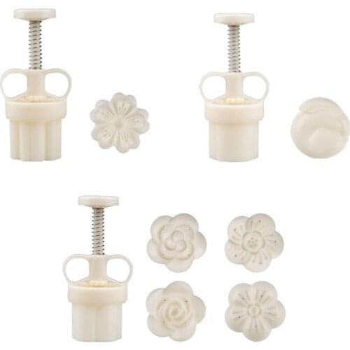 Mooncake Mold with 1/4 Stamp Cookie Cutter Hand Press Green Bean Cake Pastry DIY M68E