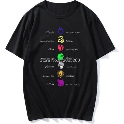 Japanese Manga Seven Deadly Sins T Shirt Men Leisure T-shirt Oversized Tshirt Anime Nanatsu No Taizai Meliodas Tees