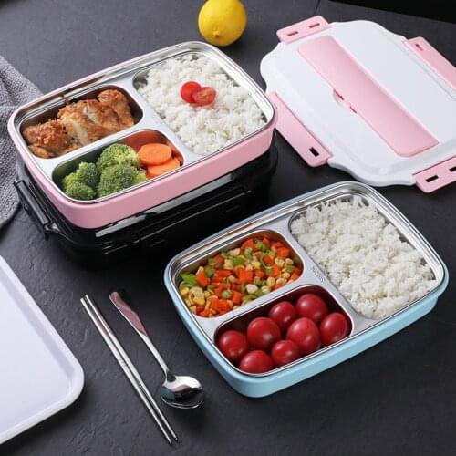 304 stainless steel insulated lunch box, student office worker, sealed compartment lunch box, fast food plate