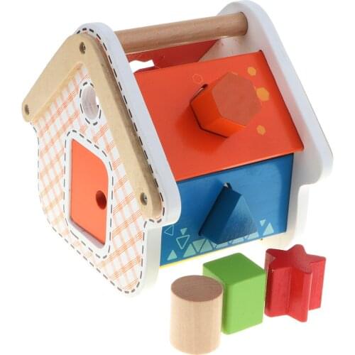 Classic Shapes Sorter - Wooden Shape Sorting House Kids Preschool Color & Shape Cognitive Developmental Toy, Easy-to-Grip Shapes