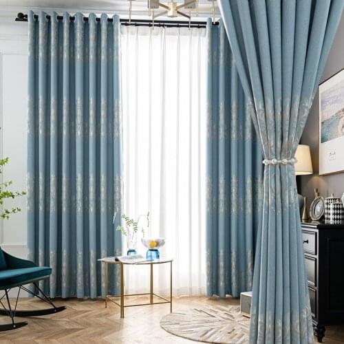 Fashion Blackout Curtains for Bedroom 1 Piece European Jacquard Darkening Cotton Linen Custom High Kitchen Window Door Drapes