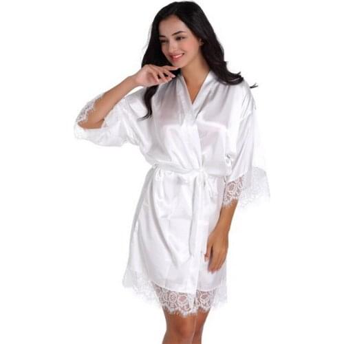 Bride Bridesmaid wedding Short Robe Bath Gown New Womens Kimono Yukata Nightgown Lady Sleepshirts pajama Nightdress S-XL #4160