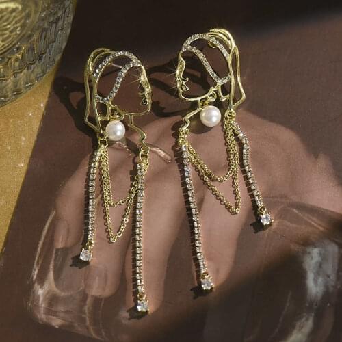 2021 New French Style Tassel Earrings Creative Girl-shaped Earrings for Woman Eardrop Ear Stud Temperament Jewelry Wholesale