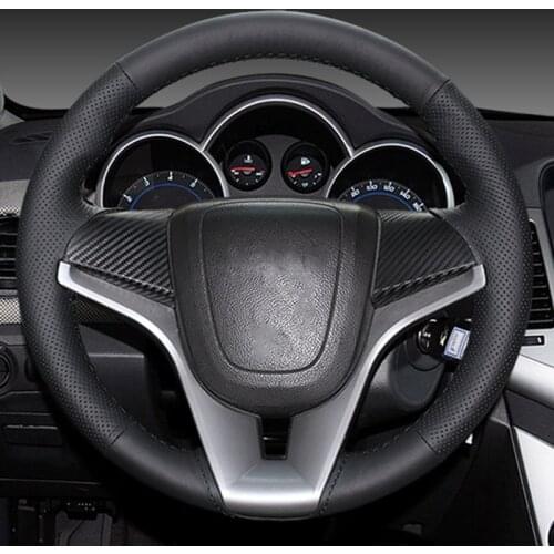 Genuine leather DIY braid hand-stitched steering wheel cover for Chevrolet Cruze 2009-2014 Aveo Orlando Holden Cruze Ravon R4