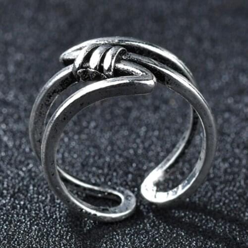 Wholesale European Fashion Rings Vintage Woman Hand Girl Party Wedding Gift Knot Open Sterling Silvery Ring Jewelry