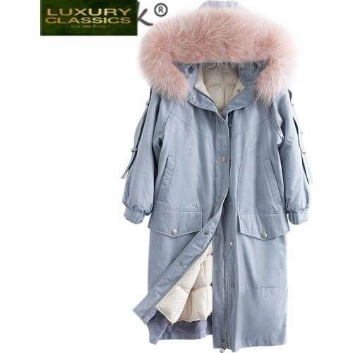 Park Down Women Womens Duck Down Jackets Female Winter Coat 2021 New Long Natural Raccoon Fur Overcoat Hiver B18R02445