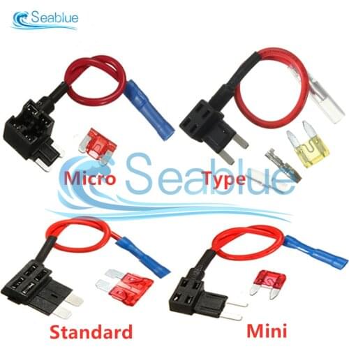 12V Fuse Holder Add-a-circuit TAP Adapter Micro Mini Ford Type Standard ATM APM Blade Auto Fuse With 10A Blade Car Fuse Holder