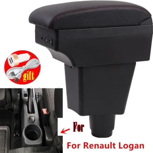 For Renault Logan Armrest box Interior special Retrofit parts Center Car Armrest box Center Storage box with USB LED light