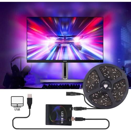 5V DIY Ambient Light 5050 RGB Dream Color WS2812B Strip for TV Desktop PC Computer Screen Background Lighting 1-5M EU US Plug