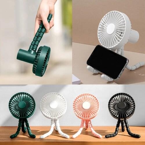 3 Speeds USB Silent Handheld Mini Portable Fan Outdoor Travel Air Cooler Flexible Tripod Rechargeable Mute Fan For Baby Stroller