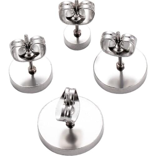 50Pcs/Lot Stainless Steel Blank Earrings Sets Ear Cabochon Base Tray DIY Jewelry Making Accessories