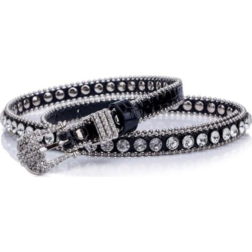 105*1.5CM Women crystal belt Inlaid European And American Fashion Casual All around Jeans decoration Women Leather Belt