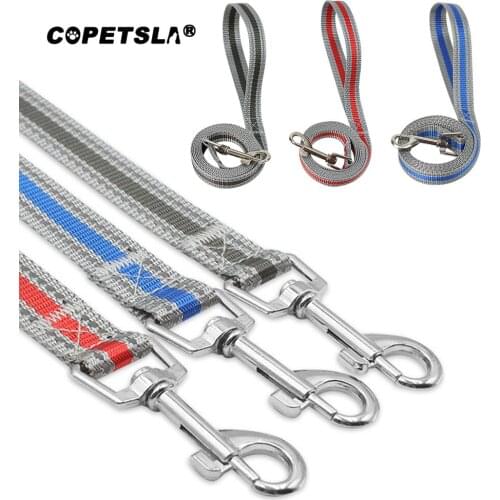 Copetsla Reflective Dog Leash Rope 150Cm Nylon Safety Pet Dogs Walking Lead Small Medium Large Dog Stripe Leashes Red Black Blue