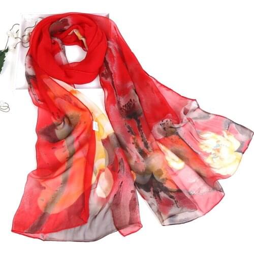 Spring and Summer Fashion Chiffon Scarf Women Flowe Printing Long Soft Wrap Scarf Silk Shawl Beach Kerchief Scarves Foulard