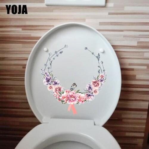 YOJA 20.7*21.5CM Classic Beautiful Wreath Bathroom Toilet Sticker Home Wall Decoration T1-0978