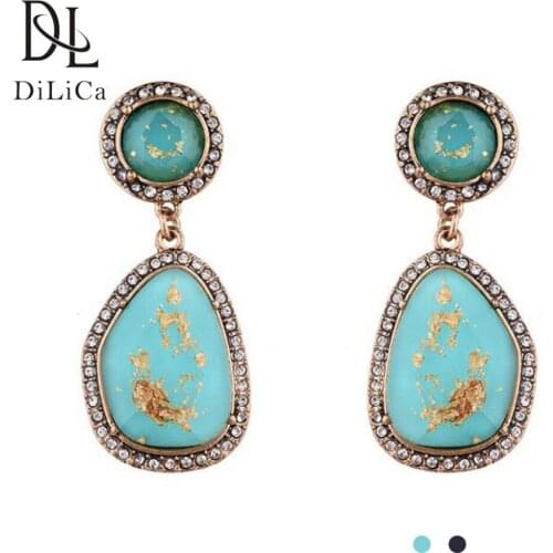 DiLiCa Trendy Drop Earrings Female Rhinestone Statement Earring Women Dangle Earrings Jewelry oorbellen vrouwelijk