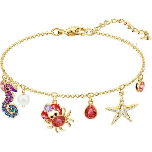 2019 High Quality Cute Undersea World Starfish Hippocampus Crab Charms Gifts For Women Bracelet Favourite