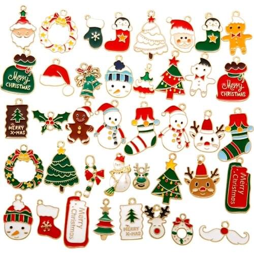 10pcs Enamel Christmas Charm Pendant for DIY Jewelry Making Necklace Bracelet Earring Findings Alloy Craft Jewelry Supplies