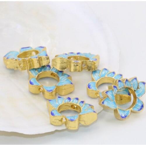 17*24mm flower shape hollow enamel cloisonne accessories beads 5pcs gold-color free shipping fashion jewelry making B2511
